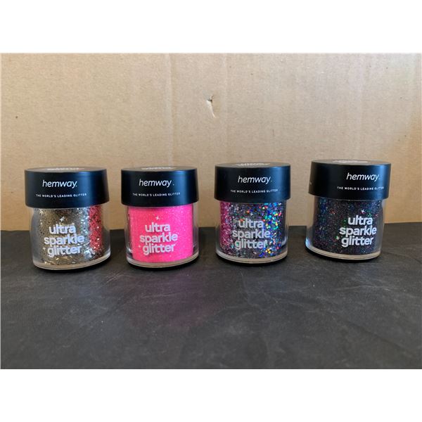 Lot of 4 Hemway Glitter Containers - Assorted Colors