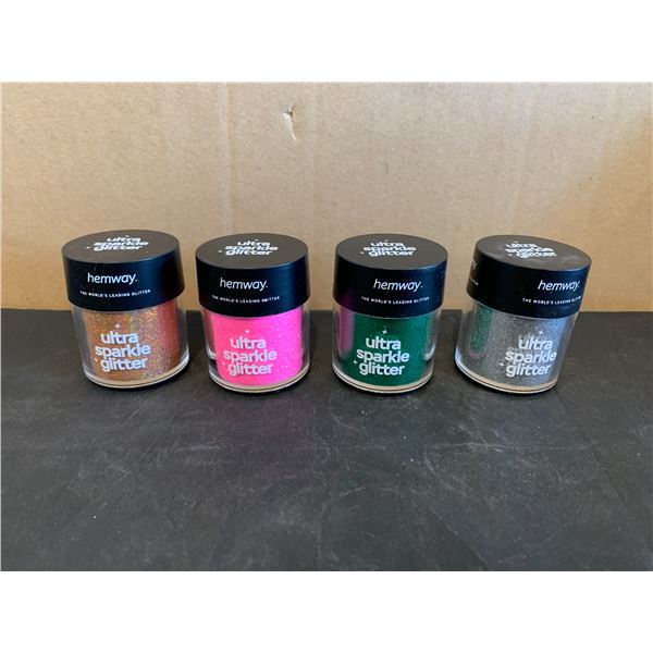 Lot of 4 Hemway Glitter Containers - Assorted Colors