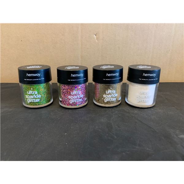 Lot of 4 Hemway Glitter Containers - Assorted Colors