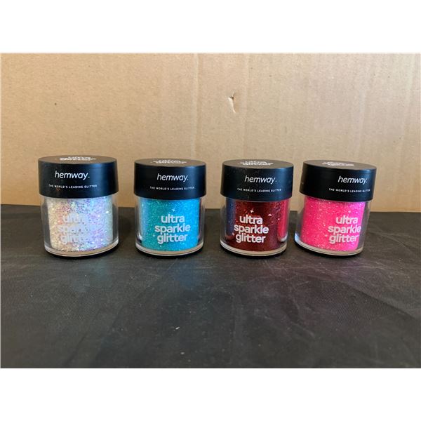 Lot of 4 Hemway Glitter Containers - Assorted Colors