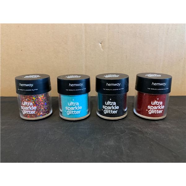 Lot of 4 Hemway Glitter Containers - Assorted Colors