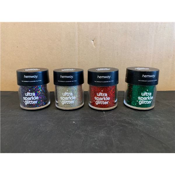 Lot of 4 Hemway Glitter Containers - Assorted Colors