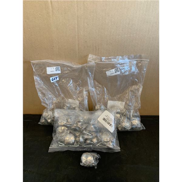 3 x 20 Pack Of Stainless Steel Cabinet Hardware - Kitchen Knobs - Silver