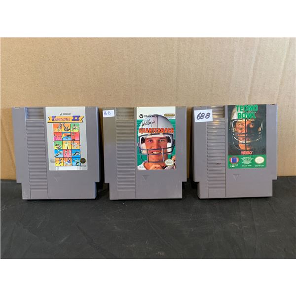 Lot Of 3 NES Games - Tecmo Bowl - John Elway's QuarterBack - Track & Field 2