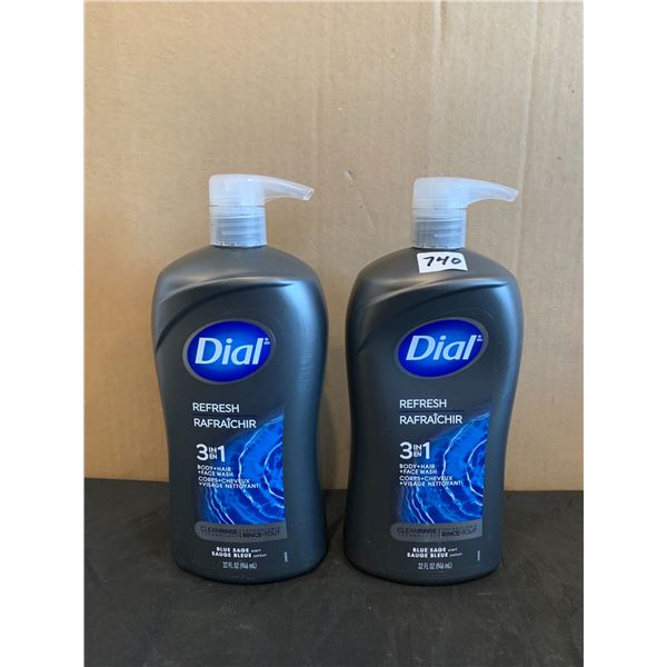 2 x Dial Refresh 3 in 1 Body / Face / Hair Wash 32 FL OZ