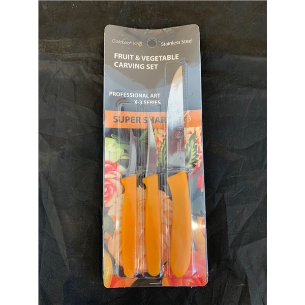 Lot of 3 GoldLeaf King Stainless Steel Fruit & Vegetable Carving Set