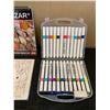 Image 2 : 24 Color Acrylic Pigment Markers - 50 Page Drawing Book For Beginners
