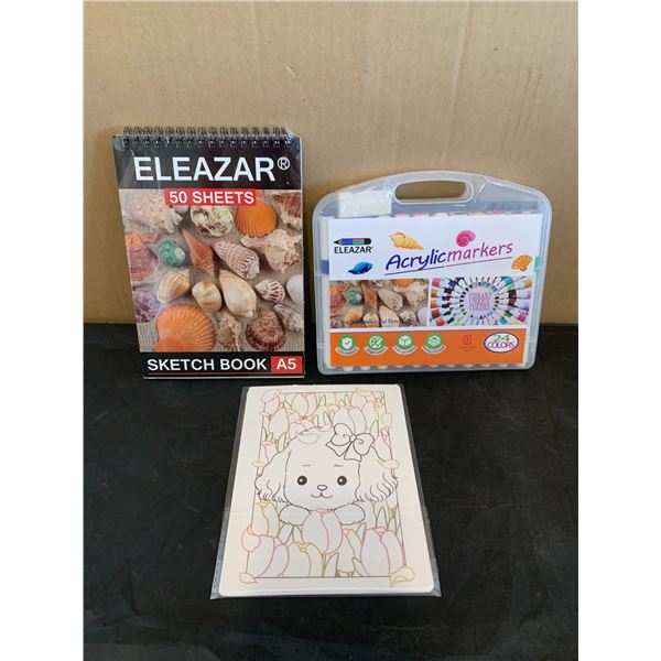 25 Color Acrylic Pigment Markers - 50 Page Drawing Book For Beginners