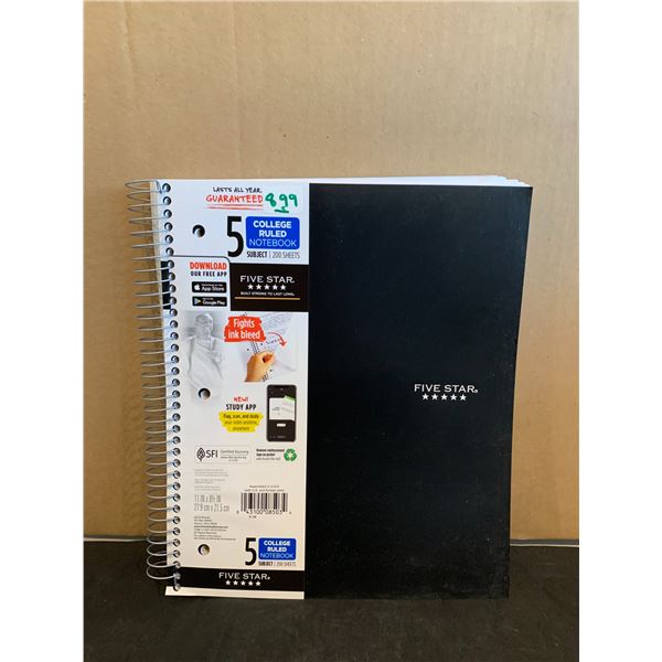 Five Srar Spiral Notebook + Study App 5 Subject Book