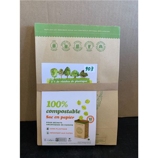 10 Pack Hytrend 100% Compostable Paper Bags For Kitchen Organic Waste