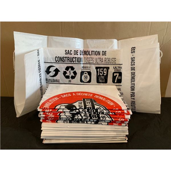 Woven Poly Reusable Demolition Bags 42 Gallon Size Extra Heavy Duty 7mil 20 Pack