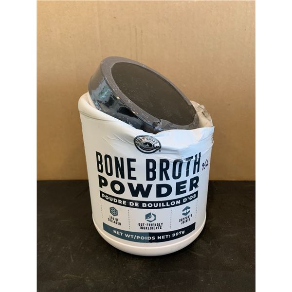 Left Coast Bone Broth Powder Net wt 907g Damaged Tub Still Sealed
