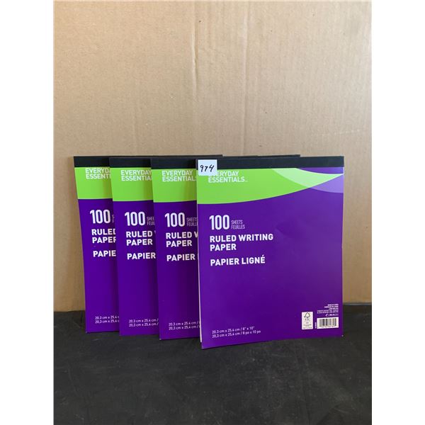 100 Sheet Ruled Writing Paper 8" x 10" 4 Pack