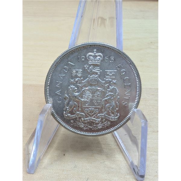 Lot 104-1) Canadian silver 50c 1965