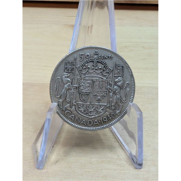 Lot 106-1) Canadian silver 50c 1940