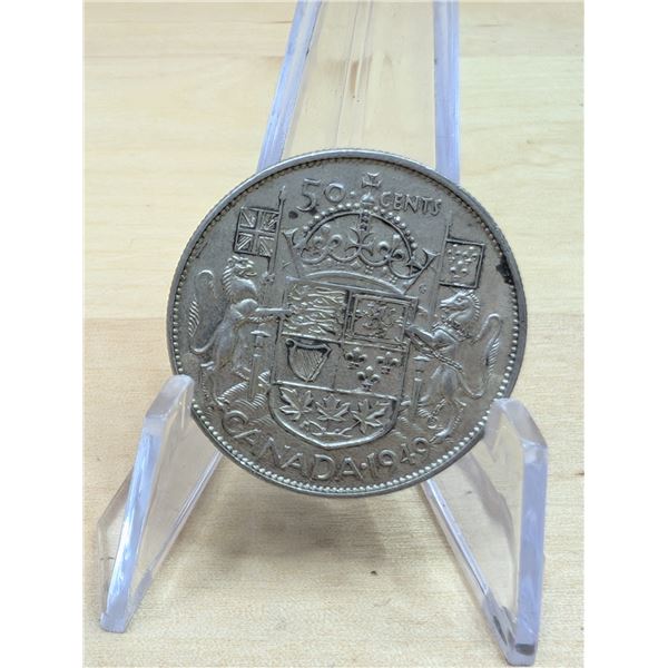 Lot 114-1) Canadian silver 50c 1949