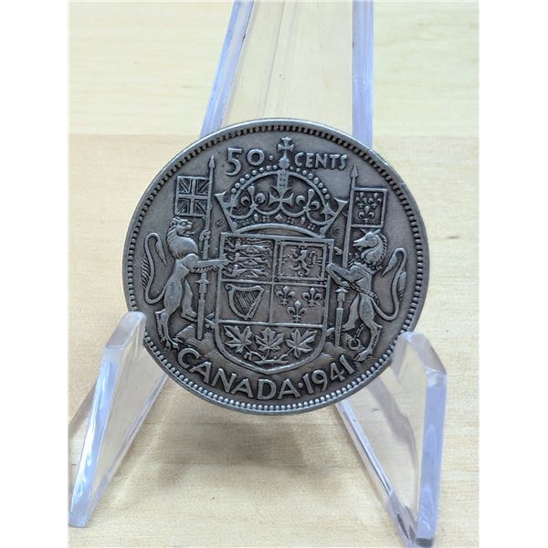 Lot 128-1) Canadian silver 50c 1941