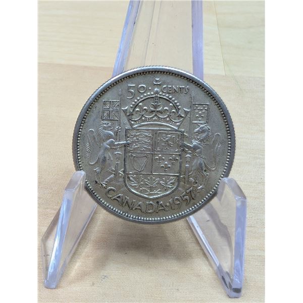 Lot 130-1) Canadian silver 50c 1957