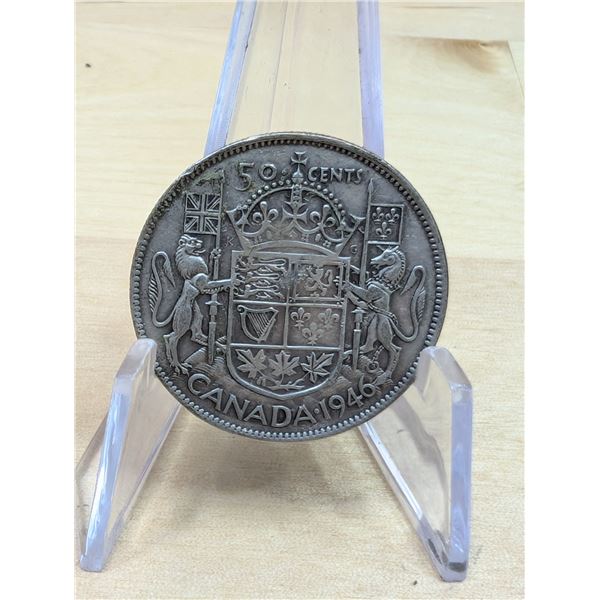 Lot 134-1) Canadian silver 50c 1946