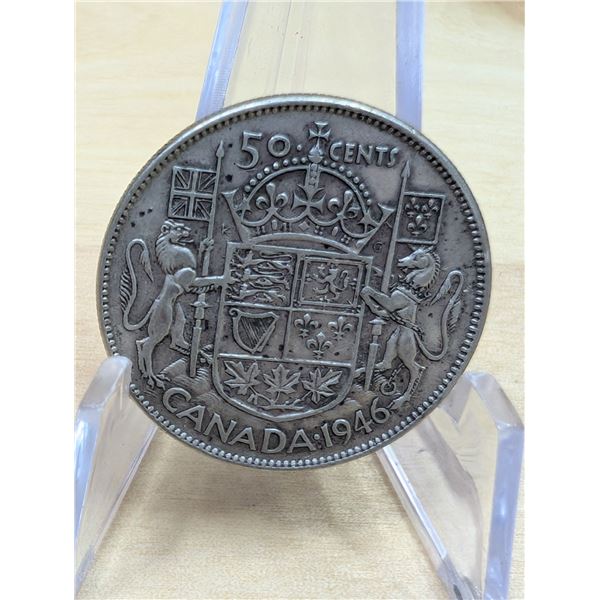 Lot 136-1) Canadian silver 50c 1946
