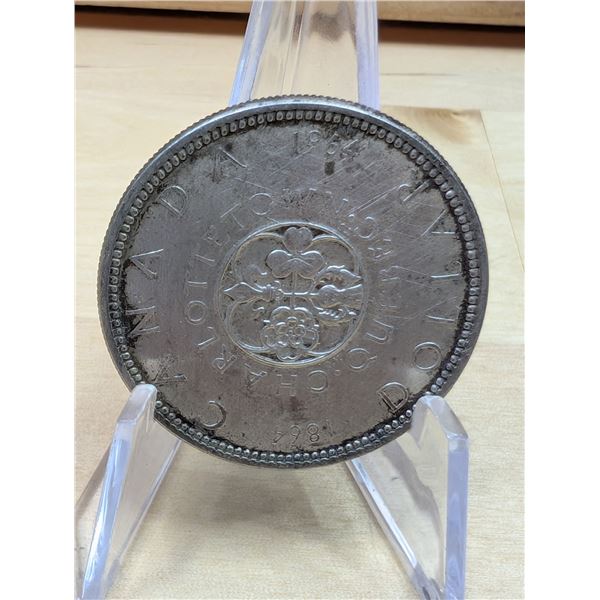 Lot 145-1) 1 Canadian silver Dollar 1964