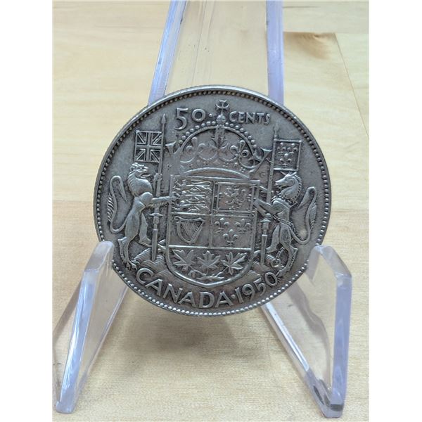 Lot 146-1) Canadian silver 50c 1950