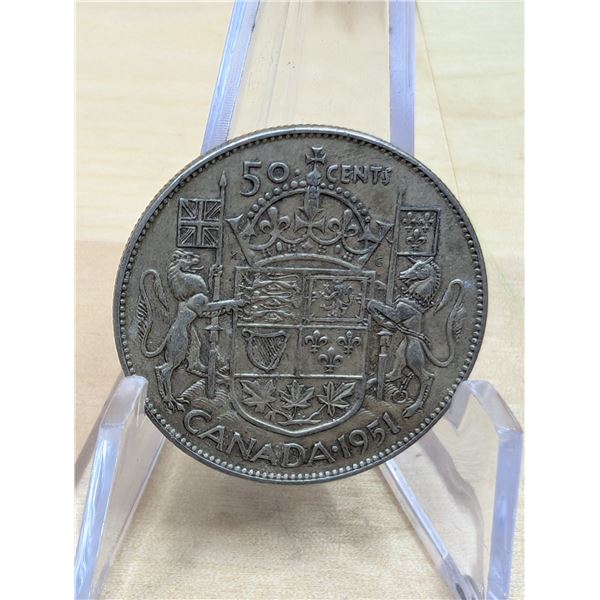 Lot 150-1) Canadian silver 50c 1951
