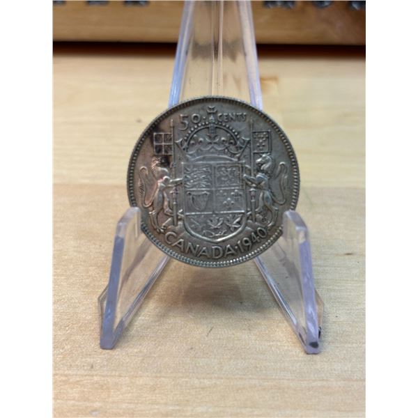 Lot 64-1) Canadian silver 50c 1940