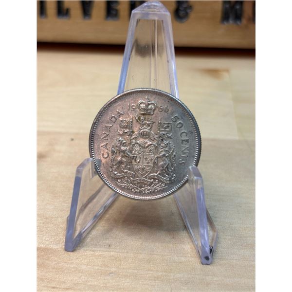 Lot 66-1) Canadian silver 50c 1966
