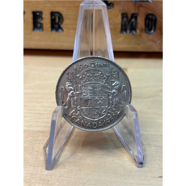 Lot 92-1) Canadian silver 50c 1950