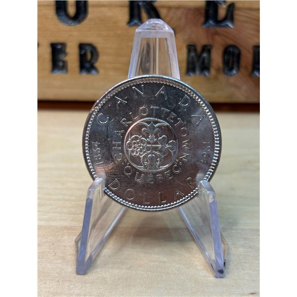 Lot 93-1) 1 Canadian silver Dollar 1964