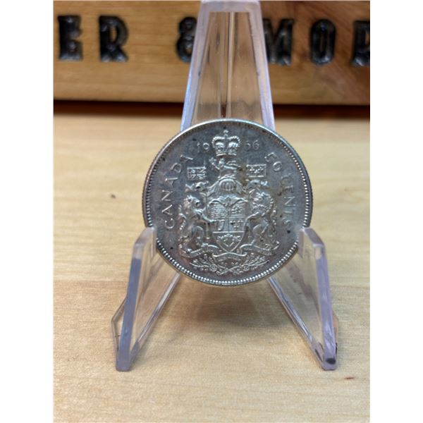 Lot 122-1) Canadian silver 50c 1966