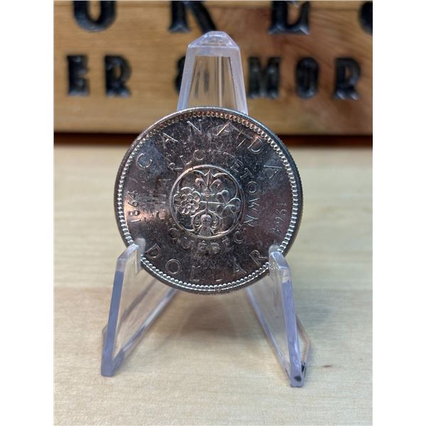 Lot 145-1) 1 Canadian silver Dollar 1964