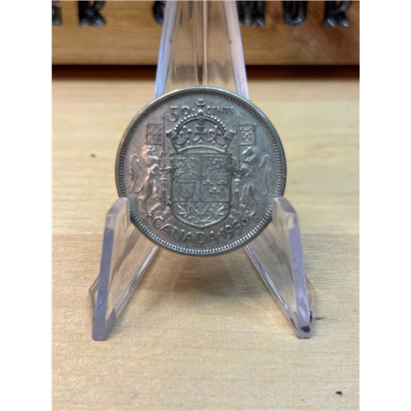 Lot 150-1) Canadian silver 50c 1956