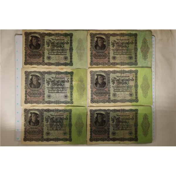6-1922 GERMAN 50,000 MARK BILLS