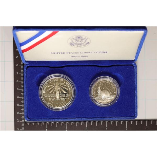 1986 LIBERTY 2 COIN SET: 1986-S US SILVER DOLLAR