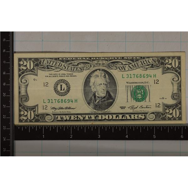1993 US $20 FRN GREEN SEAL