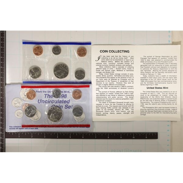 1998 US MINT SET (UNC) P/D (WITH ENVELOPE) AND