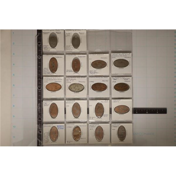 18 ELONGATED US COINS: 14-LINCOLN CENTS AND 4-