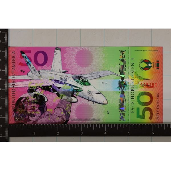 2017 US $50 F-18 HORNET GEN 4 CRISP UNC POLYMER