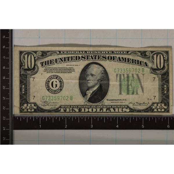 1934-A US $10 GREEN SEAL FRN