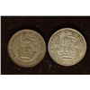Image 1 : 1936 & 1943 GREAT BRITAIN SILVER 1 SHILLING COINS