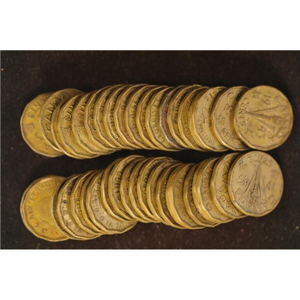 ROLL OF 40-1943 TOMBAC CANADIAN 5 CENTS