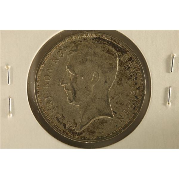 1934 BELGIUM SILVER 20 FRANCS .2405 OZ. ASW WATCH
