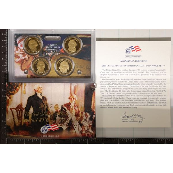 2007 US PRESIDENTIAL DOLLAR 4 COIN PF SET IN BOX &