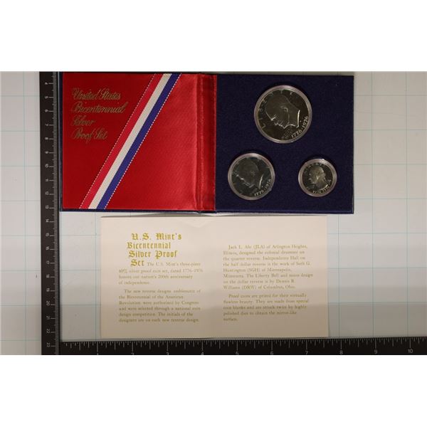 1976 US 3 COIN BICENTENNIAL SILVER PROOF SET
