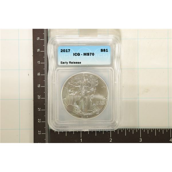 2017 AMERICAN SILVER EAGLE ICG MS70 EARLY RELEASE