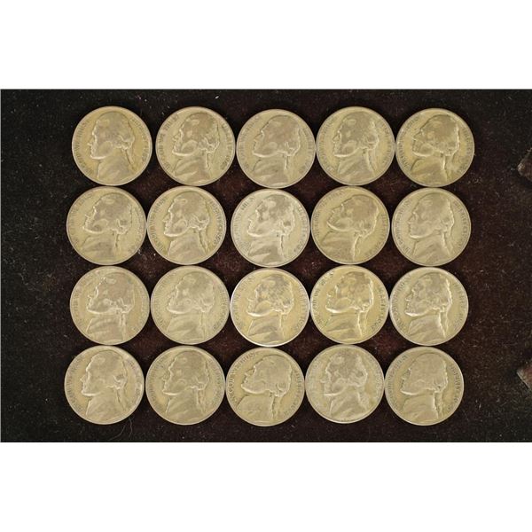 20 ASSORTED 35% SILVER JEFFERSON WAR NICKELS