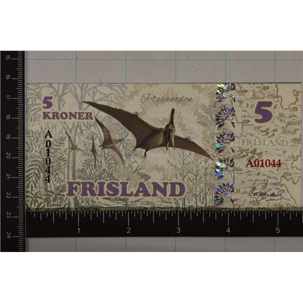 FRISLAND 5 KRONER CRISP UNC COLORIZED BILL WITH