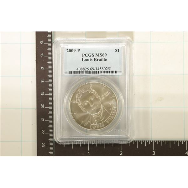 2009-P LOUIS BRAILLE US SILVER DOLLAR PCGS MS69